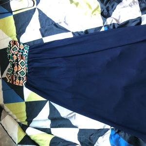 Navy blue and tribal maxi dress
